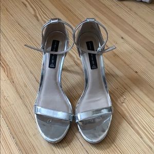 Steve Madden Silver Metallic Stiletto Sandals